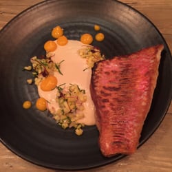 64 Degrees - Red mullet, peanut, mango (£9.25)