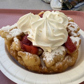 Stage Door Café - Strawberry Funnel Cake - American Near Me - Anaheim, California Stage Door Café - Strawberry Funnel Cake - American Near Me - Anaheim, California