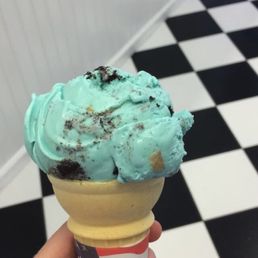 One Scoop of the Cookie Monster on a sugar cone. One Scoop of the Cookie Monster on a sugar cone.