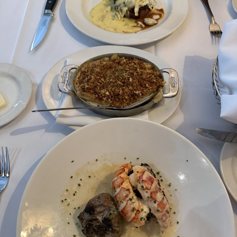 The Capital Grille - Beef Seared Tenderloin with Butter Poached Lobster Tails, Au Gratin Potatoes, Filet Mignon 10oz - Steakhouses Near Me - Minneapolis, Minnesota