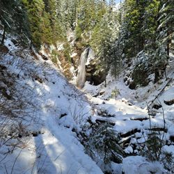 Indian River Trail - Majestic falls.  Closes we can get without falling in...too much snow