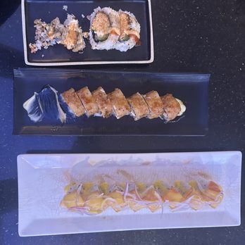 Crazy Tuna - Top: jalapeño bomb bomb roll, Middle: golden Philly roll, Bottom: Mango Tango Roll - Japanese Near Me - Chandler, Arizona Crazy Tuna - Top: jalapeño bomb bomb roll, Middle: golden Philly roll, Bottom: Mango Tango Roll - Japanese Near Me - Chandler, Arizona