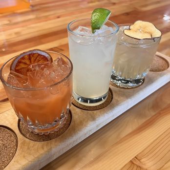 Aviation American Gin - Cocktail flight - Peach pit. Budgie Bird. Chai me a river - Distilleries Near Me - Portland, Oregon