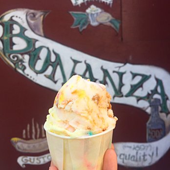 Bonanza's - Cake batter and Reese's ice (large $4) - Ice Cream & Frozen Yogurt Near Me - Oyster Bay, New York Bonanza's - Cake batter and Reese's ice (large $4) - Ice Cream & Frozen Yogurt Near Me - Oyster Bay, New York