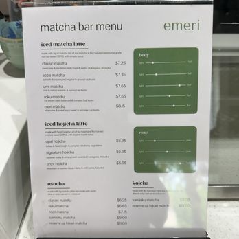 Emeri Matcha Bar - Menu - Cafes Near Me - Vancouver, British Columbia