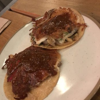 NIDO's BackYard - Cheese, Brussels sprouts and mushroom tacos - Mexican Near Me - Oakland, California