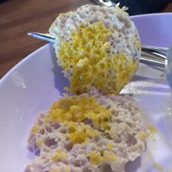 Mon Coeur Bakery - A raw uneaten English muffin.