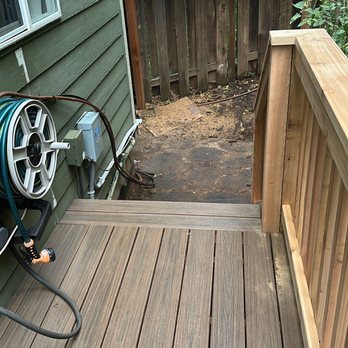Shaffer & Sons - Back deck- Trex deck with cedar railings - Decks & Railing Near Me