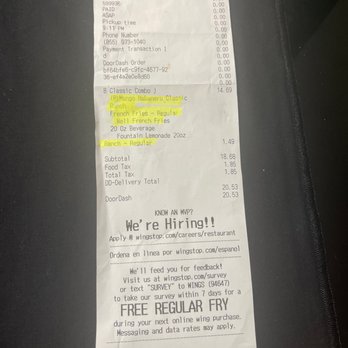 Wingstop - Wingstop receipt - Chicken Wings Near Me - Everett, Washington