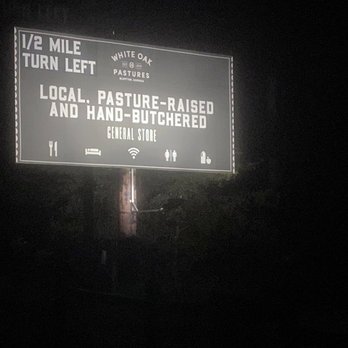 White Oak Pastures - Advertising billboard on HWY 27. - CSA Near Me - Bluffton, Georgia