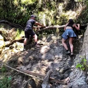 Escondido Canyon Park - Use the roots to help you climb to the waterfall - Hiking Near Me - Malibu, California