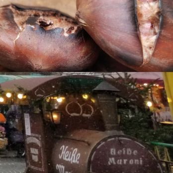 Weihnachtsmarkt am Wasserturm - Get your roasted chestnuts at the little train roasters - Christmas Markets Near Me - Mannheim, BW