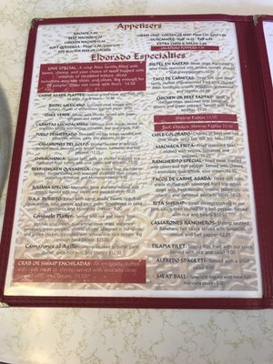 Menu photo 2 El Dorado Restaurant Nephi, UT