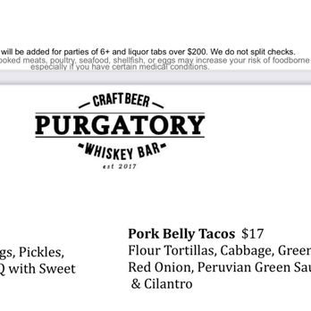 Purgatory Whiskey Bar & Craft Beer - Their menus pretty much the same just a little tweaks here and there they added potstickers, which are amazing - Whiskey Bars Near Me - Tracy, California