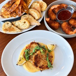 Lujacks All American Grill - Coastal crab dip with ciabatta bread. Coconut Shrimp with fig sauce. Two crab cakes with a calabrian aioli.