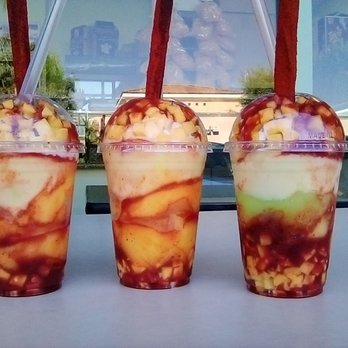 Garcias Fruit - 3 Medium sized Chamangos. Mine is at the right with 2 scoops of Mango ice cream, 1 scoop of Vanilla, and 1 scoop of Lime. - Ice Cream & Frozen Yogurt Near Me - South El Monte, California Garcias Fruit - 3 Medium sized Chamangos. Mine is at the right with 2 scoops of Mango ice cream, 1 scoop of Vanilla, and 1 scoop of Lime. - Ice Cream & Frozen Yogurt Near Me - South El Monte, California
