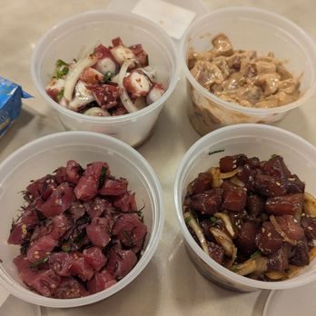 Kahuku Superette - We ordered the spicy Ahi, shoyu Ahi, tako and the standard with seaweed - Grocery Near Me - Kahuku, Hawaii Kahuku Superette - We ordered the spicy Ahi, shoyu Ahi, tako and the standard with seaweed - Grocery Near Me - Kahuku, Hawaii