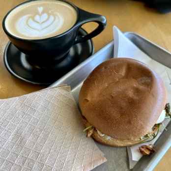 Cafe Paso Coffee - Vanilla Latte and a breakfast sandwich - Coffee & Tea Near Me - Sacramento, California
