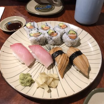 Sushi Tomi - Salmon avocado roll, hamachi nigiri, anagi nigiri (bottom right) - Sushi Bars Near Me - Mountain View, California
