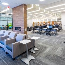 Worthington Park Library - A cozy spot to read -- by the fireplace