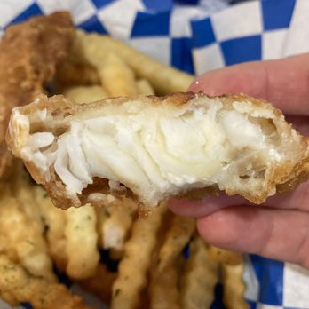 Monroe Fish and Chips - Cross-section of fish, flakey! - Seafood Near Me - Monroe, Washington Monroe Fish and Chips - Cross-section of fish, flakey! - Seafood Near Me - Monroe, Washington