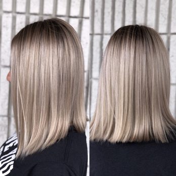 LuLu's Salon - Angled lob with ashy blonde highlights - Hair Salons Near Me - Mount Washington, Kentucky