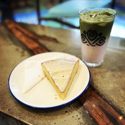 Olive oil cake and the rose matcha seasonal drink