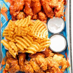 Atomic Wings Fairview Heights - Traditional, boneless, waffle fries with ranch on the side