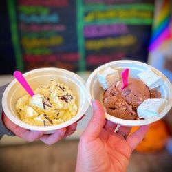Mother Moo Creamery - Small mint chocolate chip & rocky road with homemade marshmallow topping! So good!