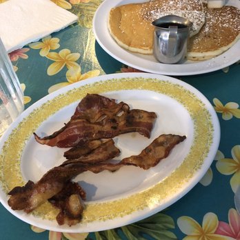 808 Grindz Cafe - 2 pancakes with a side of crispy bacon. - Cafes Near Me - Lahaina, Hawaii