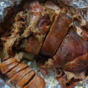Slap's BBQ - Sampler's Plate - brisket, pulled pork, turkey, jalepeno sausage, ribs. - Barbeque Near Me - Kansas City, Kansas Slap's BBQ - Sampler's Plate - brisket, pulled pork, turkey, jalepeno sausage, ribs. - Barbeque Near Me - Kansas City, Kansas