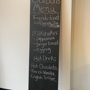 Gordon’s Milkshake Bar - Menu during soft opening including milkshakes and hot drinks - Desserts Near Me - Indianapolis, Indiana
