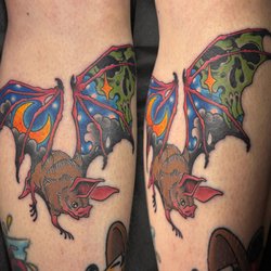 Black Hive Tattoo - Monmon bat tattoo by Nick Wagner