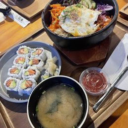 *TK Bibimbap and Salmon Avocado Roll