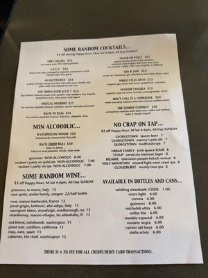 Menu photo 1 Some Random Bar Seattle, WA
