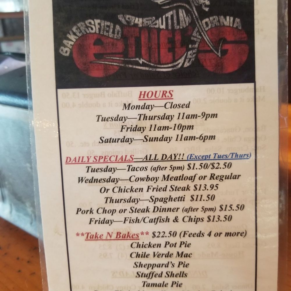 Ethel's Old Corral - Menu May 2021 - American Near Me - Bakersfield, California Ethel's Old Corral - Menu May 2021 - American Near Me - Bakersfield, California