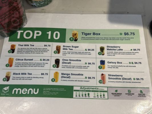 Menu photo 2 Boba Box Monrovia, CA