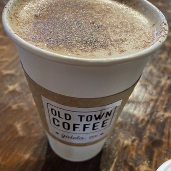 Old Town Coffee - Americano with steamed almond milk and cinnamon on top - Coffee & Tea Near Me - Goleta, California