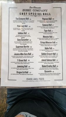 Menu photo 5 San Clemente Sushi Company San Clemente, CA