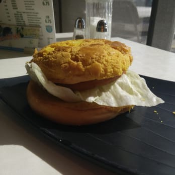 Marathon Cafe - pork chop sandwich on pineapple bun - Bakeries Near Me - Richmond Hill, Ontario