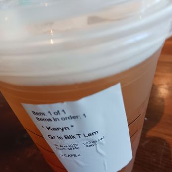 Starbucks - Black Tea Lemonade August 24, 2022 - Coffee & Tea Near Me - Auburn, California Starbucks - Black Tea Lemonade August 24, 2022 - Coffee & Tea Near Me - Auburn, California
