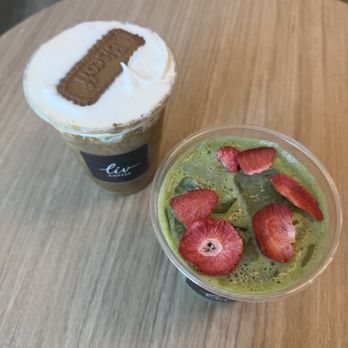 Liv Coffee - cookie butter latte and strawberry matcha - Coffee & Tea Near Me - Chino, California Liv Coffee - cookie butter latte and strawberry matcha - Coffee & Tea Near Me - Chino, California