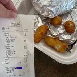Cook Out - Stopped here after driving 9 hours and this is their portion of cheese curds?! DO YOURSELF A FAVOR AND KEEP DRIVING!