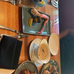 New England Clam Chowder Bowl, King Crab Legs 1 lb., Grilled Seafood Trio, Pacific Oysters, Grilled Honey Chipotle Shrimp