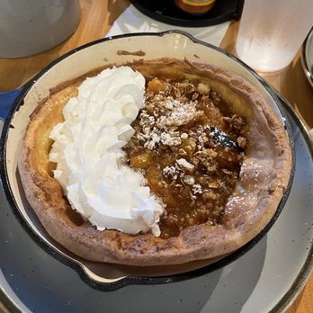 The Early Owl - Bourbon Peach Dutch Baby - Breakfast & Brunch Near Me - Muskegon, Michigan