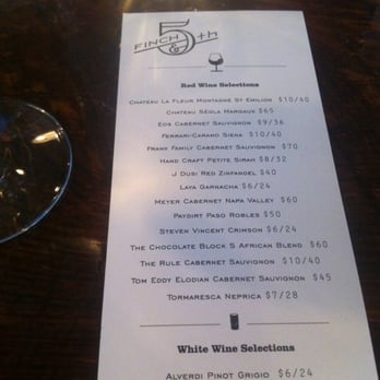 Finch & Fifth - Wine Menu - Bars Near Me - Augusta, Georgia