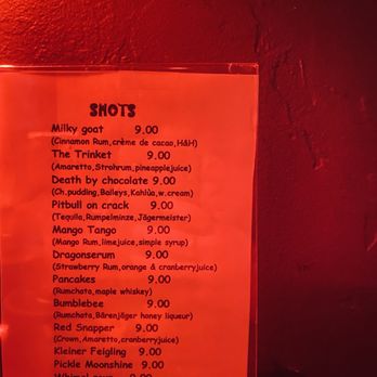 Der Daiwel - Shot Menu - Cocktail Bars Near Me - Fredericksburg, Texas