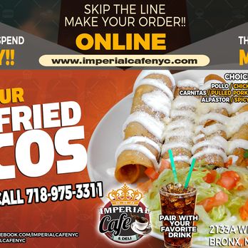 Imperial Cafe - a plate of tacos and a drink - Breakfast & Brunch Near Me - Bronx, New York