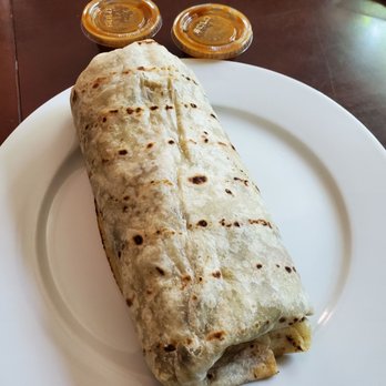 Lucky Boy - Nice big Carne asada burrito. Good size, but alas the carne...gone a bit sour...comes with a nice medium spicy that kinda looks like mole... - Burgers Near Me - Pasadena, California