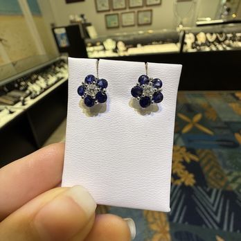 Opal Fields - Blue Sapphire and white gold earrings - Jewelry Near Me - Honolulu, Hawaii Opal Fields - Blue Sapphire and white gold earrings - Jewelry Near Me - Honolulu, Hawaii